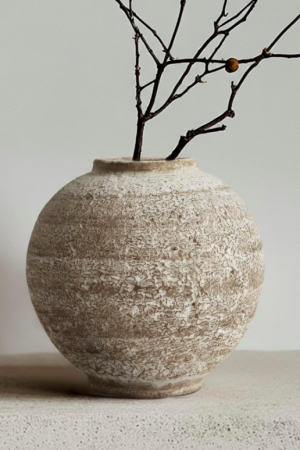 Wabi-sabi Weathered Coarse Sand Spherical Ceramic Vase